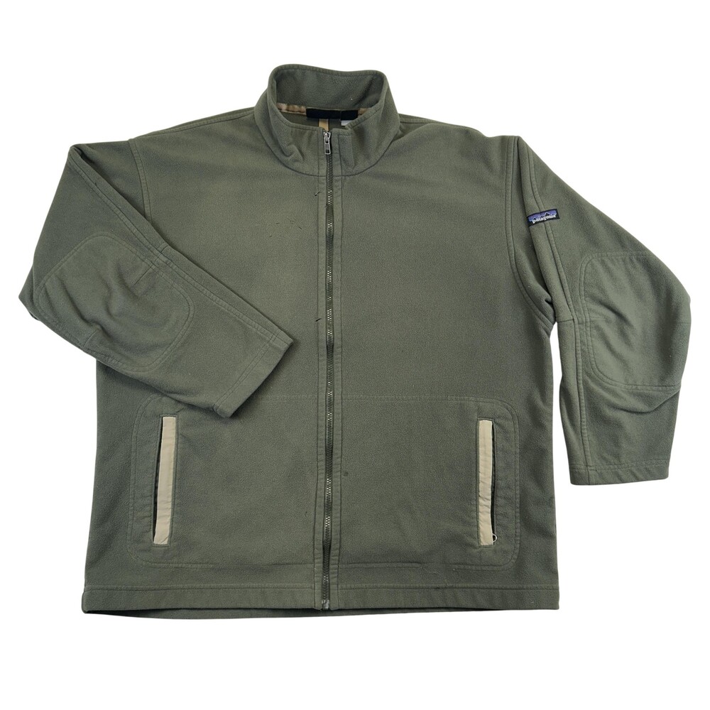 Vintage Patagonia Jacket Mens XL Synchilla Green Fleece Full Zip Hiking Casual
